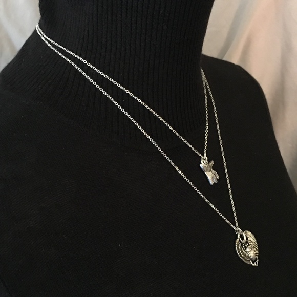 "Book of the Dead" Handmade Dainty 2-Layer Egyptian Necklace, Anubis, Scarab - Picture 8 of 15